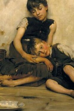 "Huérfanos", óleo sobre lienzo, Thomas Benjamin Kennington, 1885