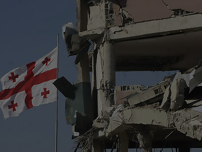 Aftermath of the Russian bombing campaign at the Gori military base during the 2008 Russo-Georgian war, Georgia