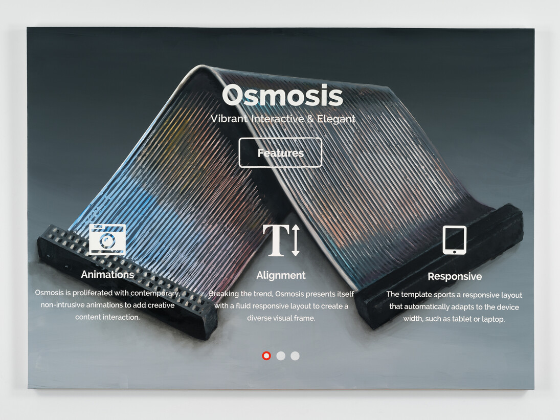 Joel Holmberg, Ribbon Cable with Osmosis Template, 2014, Acrylic and oil on canvas, 60 x 84 inches