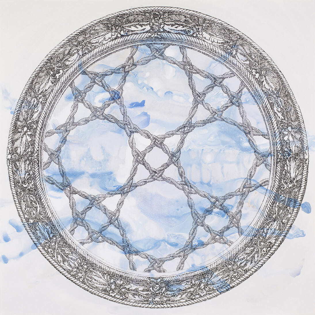 Michael Waugh, Site Cobalt, Minor Leaks, 2015, Acrylic, UV-cured print on paper, 44 x 44 in.