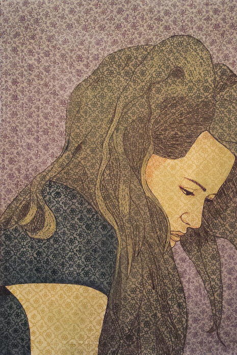 Rine Boyer,
Robin, 2015
Acrylic and ink on fabric
20 x 16.25 in; 50.8 x 41.275 cm
