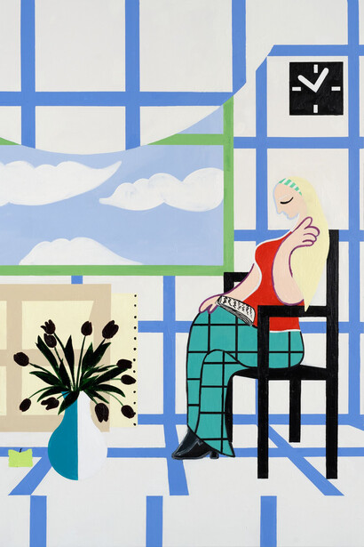 Farah Atassi, Woman reading by the window, 2024. Courtesy of the artist and Almine Rech.
Photo: Nicolas Brasseur