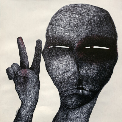 Nihad Al Turk, The Vanquished, 2015, Ink and acrylic on paper, 65 x 75 cm
