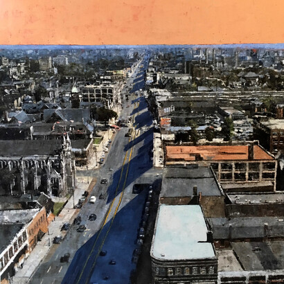 Ronald Dupotn, City Blue, 140x140 cm55x55 in