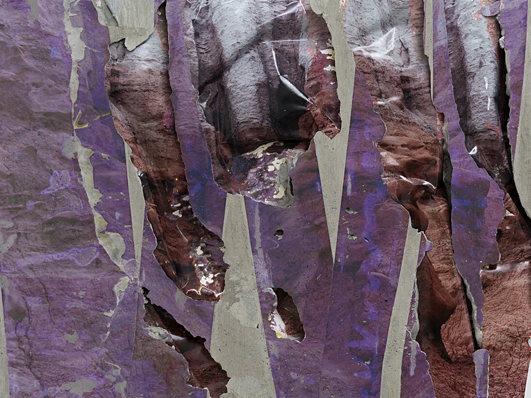 Letha Wilson, Goblin Valley Red (2014) Unique C-print, concrete transfer, concrete, aluminum frame cm. 76.83x87x5 (in. 30 1⁄4 x 34 1⁄4 x 2)