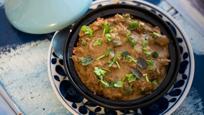 Moroccan bissara at a local restaurant in Fez, Morocco 