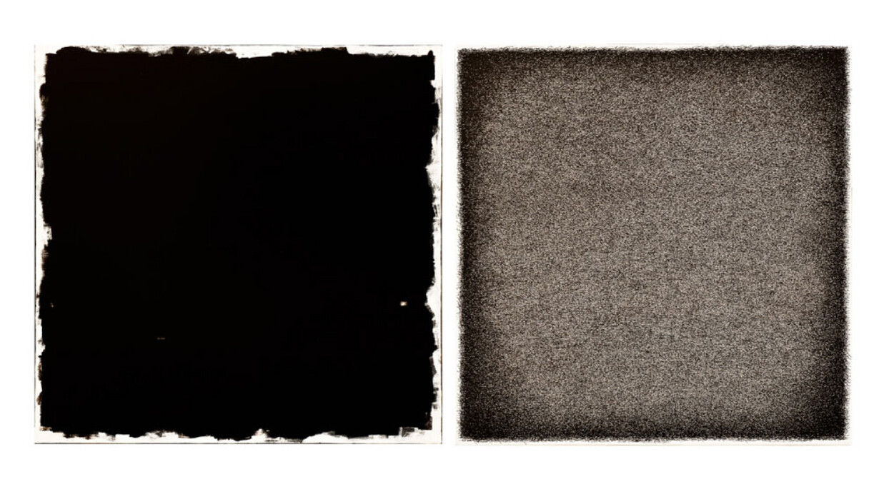 Golnaz Fathi. Untitled, 2011, pen and varnish on canvas, 39.4 x 39.4 inches each