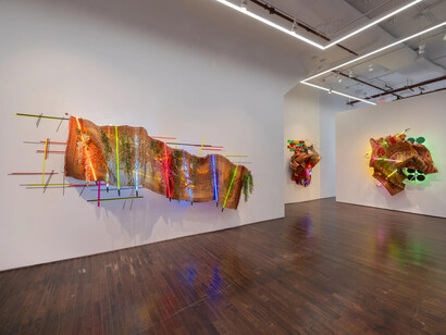Installation view of Judy Pfaff: Light years (Cristin Tierney Gallery, New York, October 17 - December 20, 2025). Photograph by Adam Reich. Courtesy the artist and Cristin Tierney Gallery, New York
