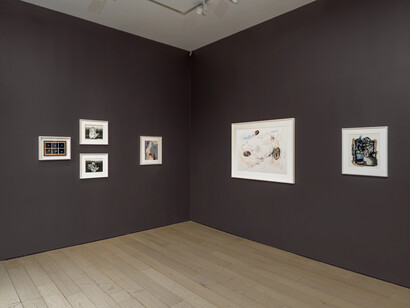 Encyclopedia, the late collages of Dorothea Tanning, exhibition view. Courtesy of Kasmin Gallery