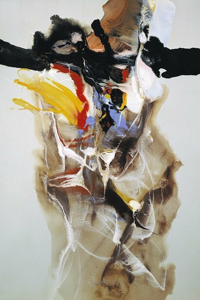 Paul Jenkins, Phenomena with nitrogen before Phenomena high octane, 1959, oil and enamel on canvas, courtesy Galleria Open Art, Prato