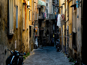 A street in the historic center of Naples, Campania, Italy