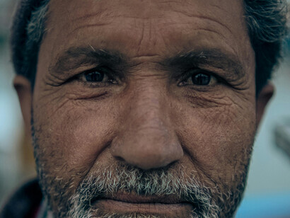 Close up of a Middle Eastern man's face