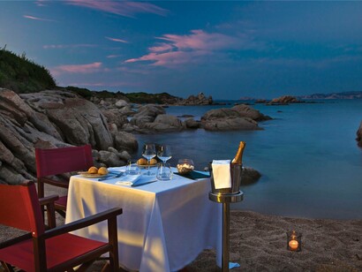 A romantic dinner for two setting in Valle dell’Erica in Northern Sardinia, Italy