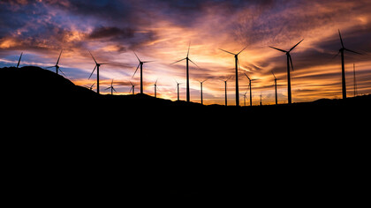 A wind farm representing clean energy