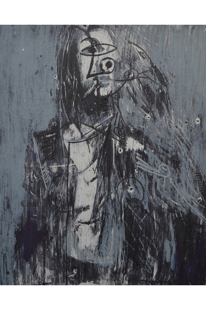 Enoc Perez, Untitled (Eleanor Lambert), 2014, Huile sur toile, 152 x 122 cm, Courtesy Enoc Perez et Galerie Nathalie Obadia, Paris/Bruxelles

