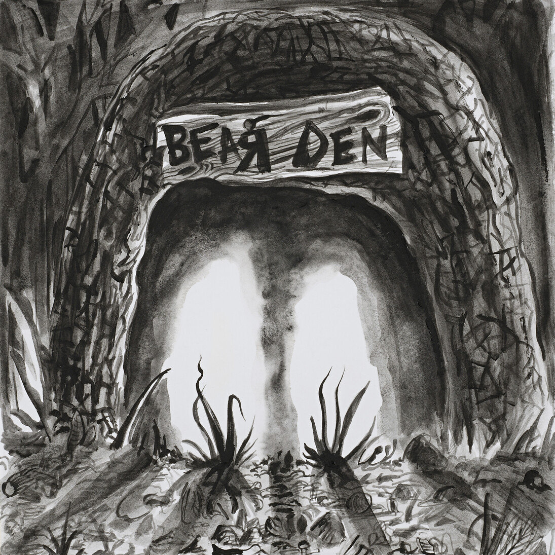 Trenton Doyle Hancock, The Bear Den, 2012, Acrylic on paper, 12 ¼ x 12 ¼ inches, Collection Noel Kirnon, New York. Courtesy the artist and James Cohan Gallery, New York. Photo: Marc Bernier
