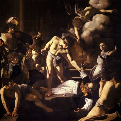 Caravaggio, Martirio di San Matteo, 1600-1601, olio su tela, 323 x 343 cm, cappella Contarelli, chiesa di San Luigi dei Francesi, Roma