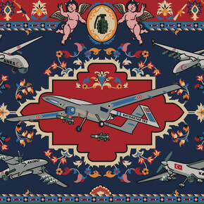 Halil Altındere, Turkish military drones rug 1/5, 2023. Courtesy of Ethan Cohen Gallery