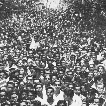 Manifestación de trabajadores en apoyo a la reforma social, 1 de mayo de 1943, Costa Rica