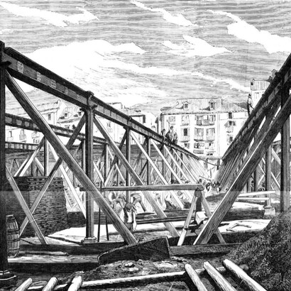 El "nuevo" mercado de la calle Toledo (actual Mercado de La Cebada) en construcción1873, España