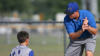 Coach and his trainee, football sport