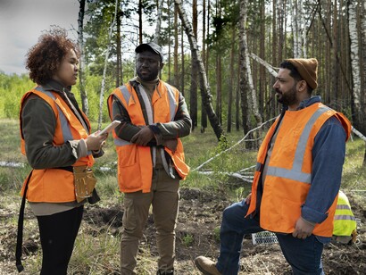 Amid birch trunks and soft grass, their teamwork symbolizes the human role in restoring balance to nature’s soil and life cycles