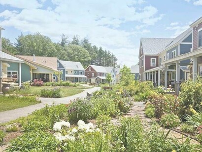 A view of the various homes in this cohousing community