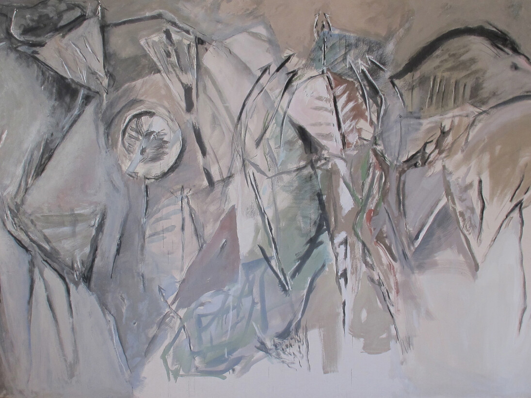 Claude Troin, L’apparition de homme, 2014, 342 x 201 cm, mixed technique on canvas
