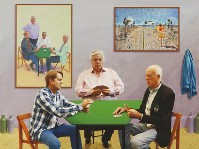 David Hockney,
The Card Players (2015),
Photographic drawing printed on paper, mounted on Dibond, edition of 25,
112.4 x 108 cm © David Hockney,
Photo Credit: Richard Schmidt