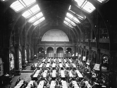The South Court reused as an RAF canteen during the Second World War, about 1942. © Victoria and Albert Museum, London