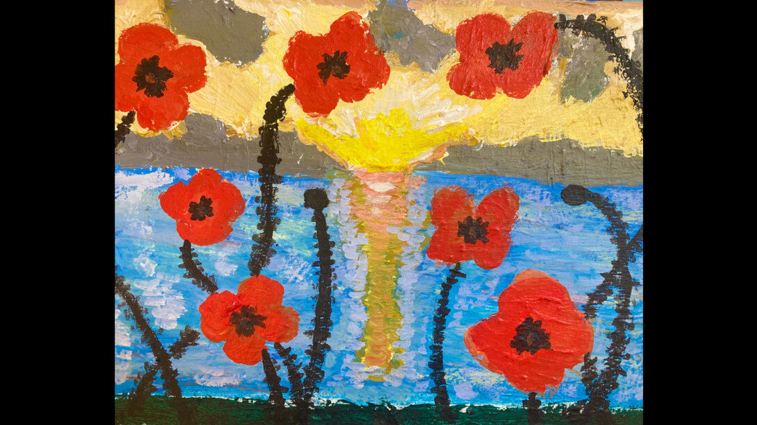 Gary Peabody, Flowers, 2019, acrylic, 11×14 inches. Courtesy of Fountain House Gallery