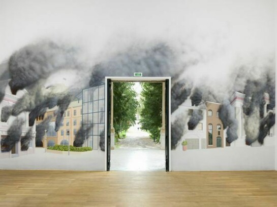 St Helier on Fire 2017, Painted by Stuart Sam Hughes , British Pavilion 2013, Photo by Cristiano Corte, © British Council