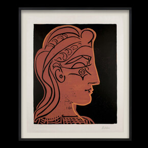 Pablo Picasso, Tête de femme (de profil), 1959
Linocut in colors on Arches paper,
29 1/2 x 24 1/2 in,
75 x 62.3 cm