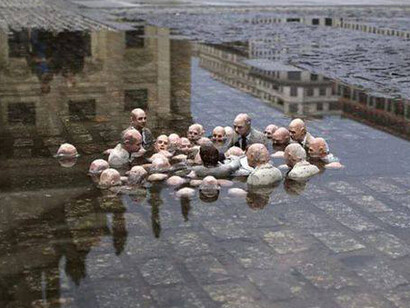 "Follow the leaders" (o "Campaña electoral", su nombre en español), instalación de Isaac Cordal