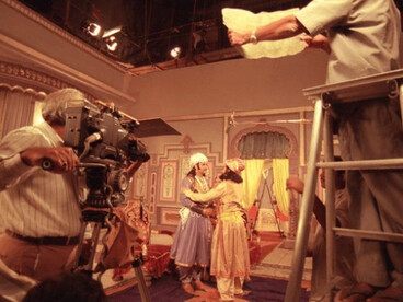Film shooting in progress at Bollywood studios in downtown Mumbai, India, March 1998