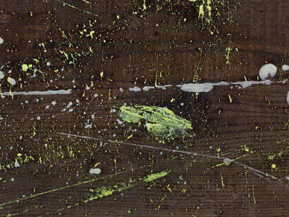 Ken Ikeda, Instrumental Drawing, 2017, oil and luminous paint on wood board dimensions variable, © IKEDA Ken