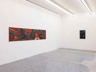 Pietro Roccasalva, Io ti saluto, luce, ma con nervi offesi, exhibition view. Courtesy of Massimo De Carlo Gallery