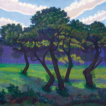 Luigi Russolo, Convivio (Vecchi castagni), 1945, olio su compensato, Courtesy by galleria MAG Como  