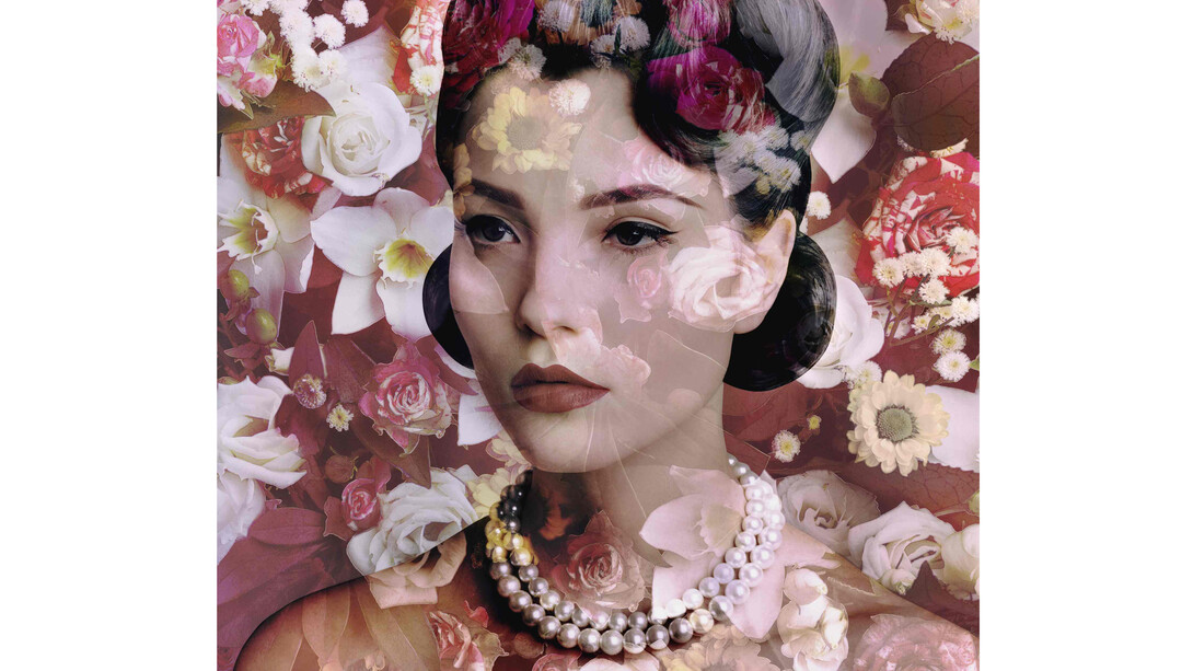 Valérie Belin, Amazon Lily (with Garden Roses), 2010, Pigment print, 64.1 x 51 in / 162.8 x 129.5 cm, Edition of 3, 2 AP's. Courtesy Edwynn Houk Gallery, New York