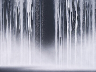 Hiroshi Senju, Waterfall, 2014, acrylic and fluorescent pigments on Japanese mulberry paper, 71 9/16 x 89 1/2 inches © 2014 Hiroshi Senju