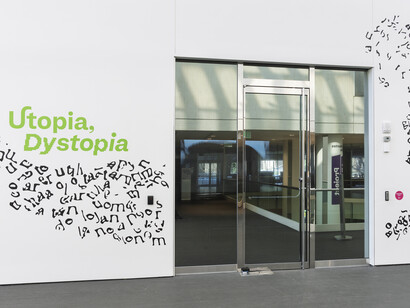 Tony Cokes and Oscar Muñoz, Utopia, dystopia, exhibition view. Courtesy of Museum of Fine Arts Boston
