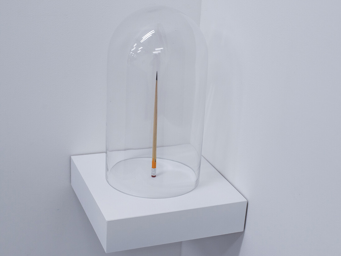 Carlo Ferraris, Pencil, 2015, Pencil, glass, shelf, 14 x 9 ½ x 9 ½ inches, Courtesy LYNCH THAM