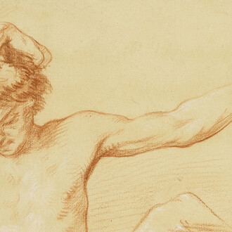 Michel-François Dandré-Bardon, Männlicher Halbakt mit ausgestrecktem linkem Arm (detail), um 1725. Courtesy of Staatsgalerie Stuttgart