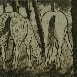 Felix Pissarro, Two Horses Grazing under the trees