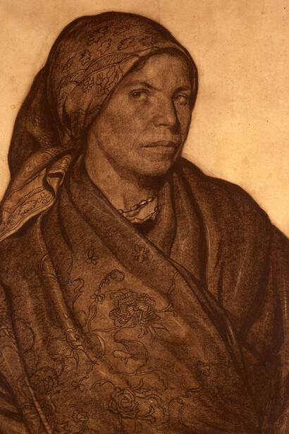 Wifredo Lam, Campesina castellana, 1927, Crayon sur papier, 60 × 50 cm, Collection particulière, Paris, Photo : Archives SDO Wifredo Lam © Adagp, Paris 2015