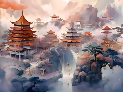 Explore the traditional ancient Chinese cultural landscape through captivating illustrations, offering insights into the rich tapestry of Taoist philosophy and its resonance with modern concepts like synchronicity