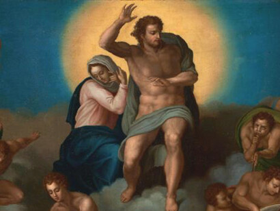 Parece inverosímil que en la tela se vean las partes íntimas ya cubiertas como si Miguel Ángel, hubiese previsto o sugerido la censura que habría sufrido su obra y realizadas por su alumno, Daniele da Volterra en el 1565. Detalle de "El Juicio Universal de Ginebra"