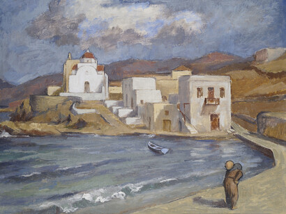Dimitris Davis, Mykonos, circa 1960, Oil on canvas, 50 x 65 cm