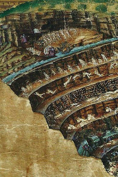 La voragine infernale, Sandro Botticelli (ca. 1480–1495) - Disegni per la Divina Commedia (Biblioteca Apostolica Vaticana)