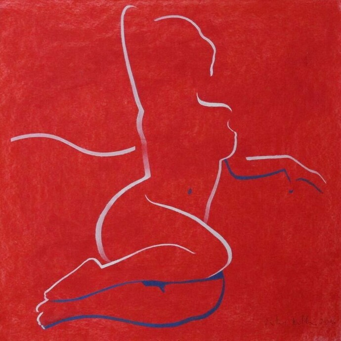 New Red Girl, 2017, Acrylic on paper, 51 x 51 cm . Courtesy of The Mayor Gallery